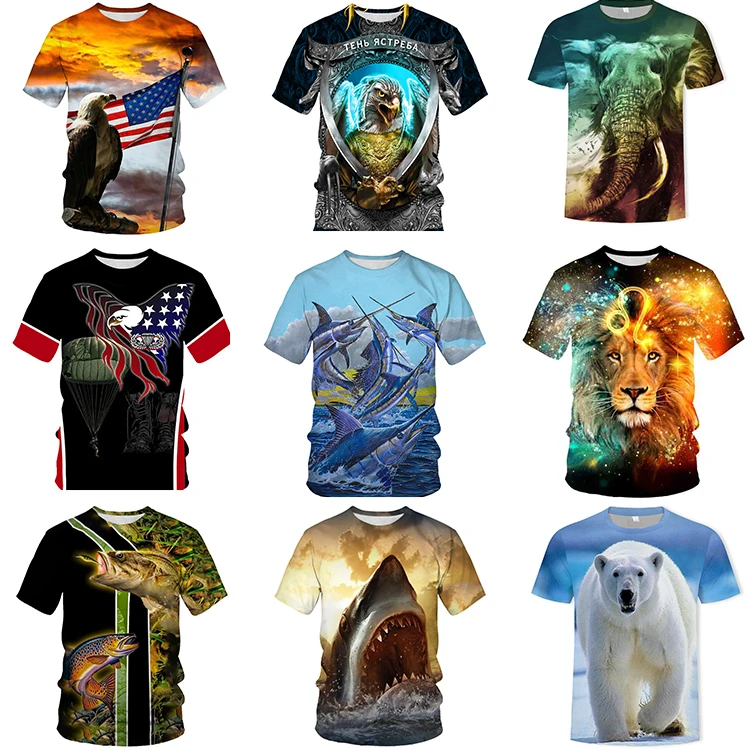 Custom Polyester Animal Lion Unisex T-Shirts Print 3d Printed Men Oversize T-Shirt 3d Print 100% Polyester Man T Shirt