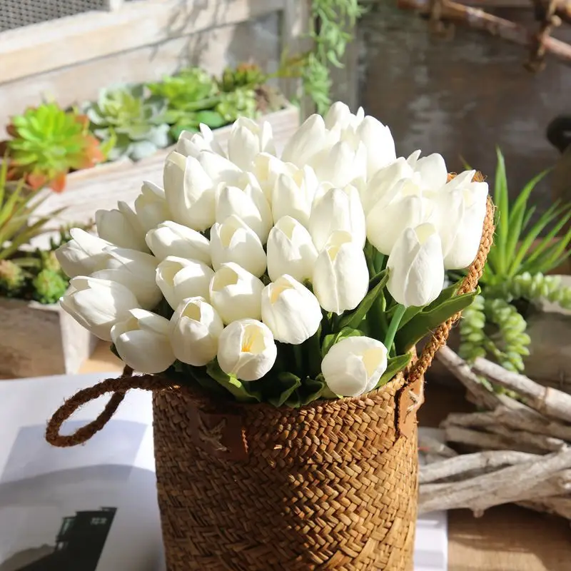 2024 High quality single stem artificial flower PU tulip for wedding home decoration artificial flower mini tulip