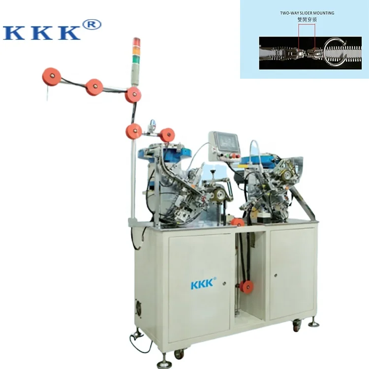 KKK auto two way slider mounting insert nylon zipper slider mounting machine for making zipper	 fermuar kauuk makinesi