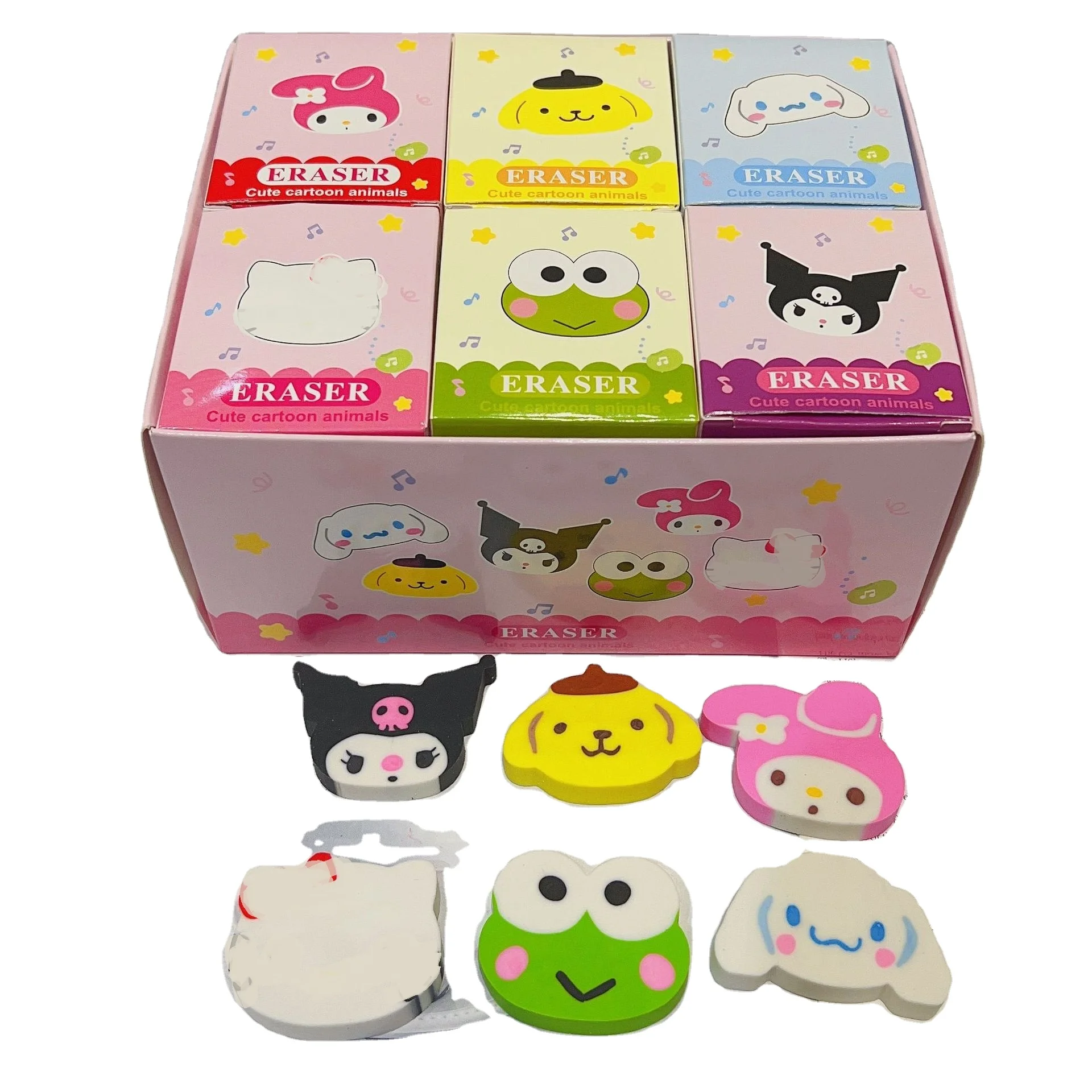 Sanrioed Rubber Eraser Anime HK Melody Kuromi Student Stationery Erasers Kids School Supplies Wholesale