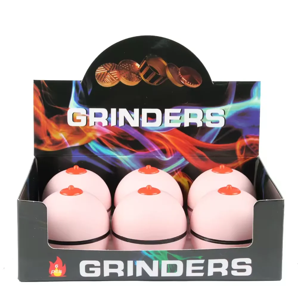 Cheaper Price Free Sample High Quality Chest Breasts Nipple 63mm Metal Herb Grinder New Tobbaco Crusher Herb Grinder