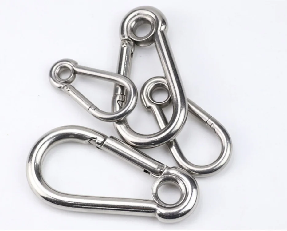 Stainless Steel Heavy Duty Carabiner Clips with Round Hole Snap Hook Quick Links Chain Accessories Tool