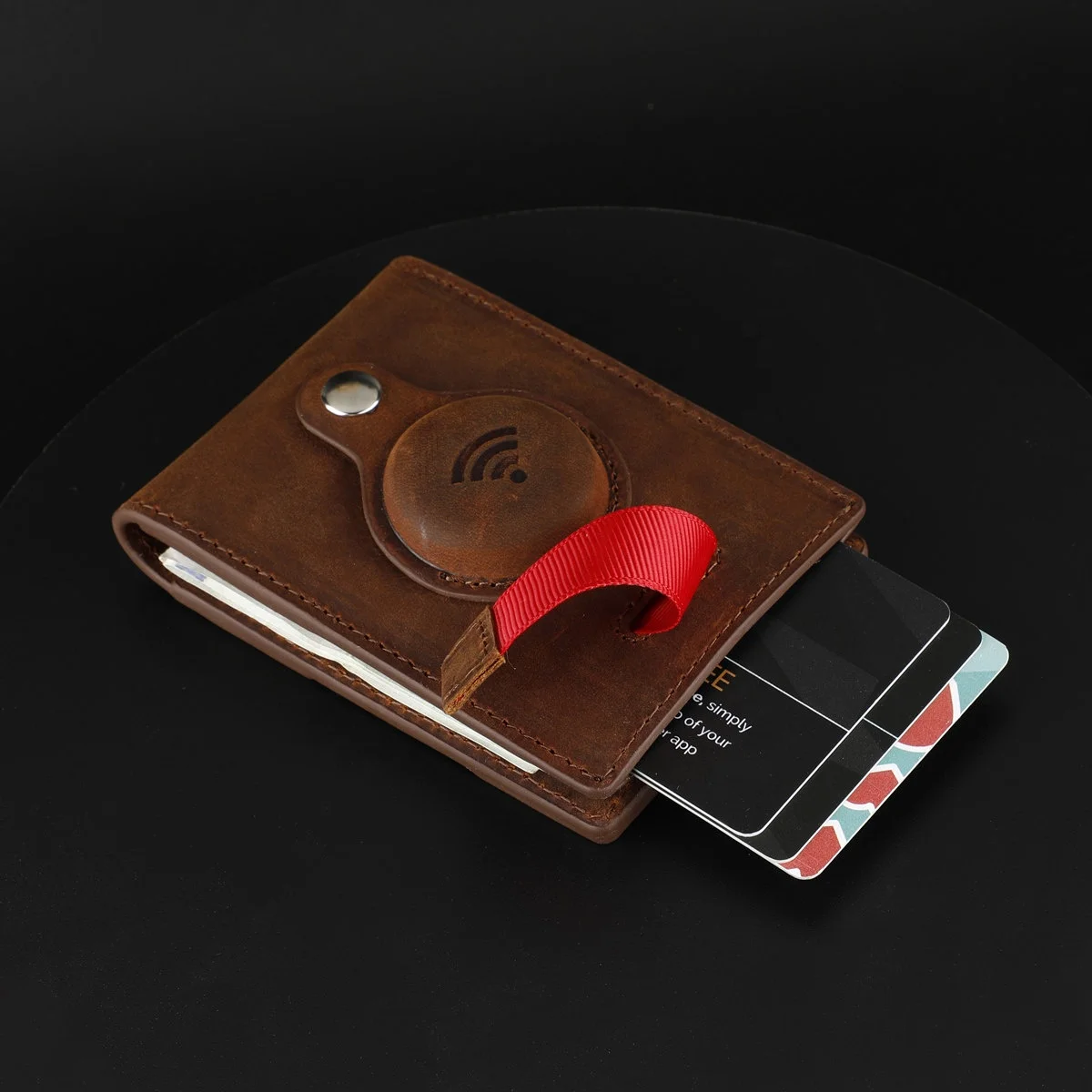  2021 New Airtag Card Holder Wallet Slim Tracking Men For Gift Genuine Leather Travel