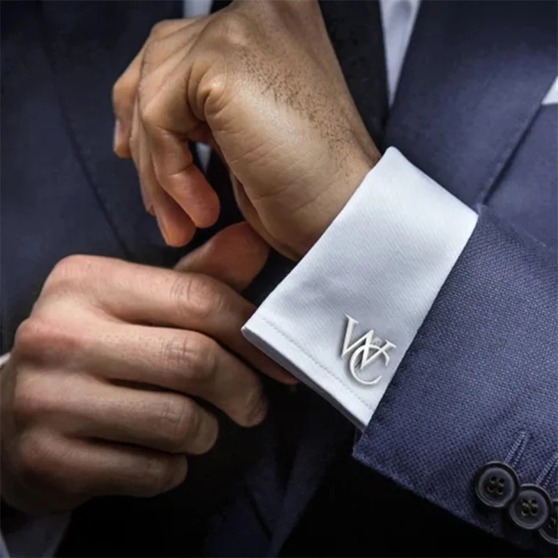 Duoying OEM boutons de manchette Custom Letter Stainless Steel Sublimation Men Cuff Links Metal Cufflink