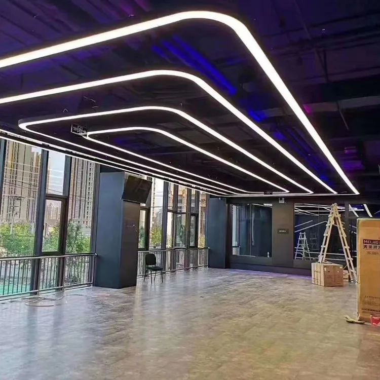 Modern Long Strip Lamp Linear Strip Lighting Office Luminaire Lamp LED Batten Tube Pendant Suspended Hanging Linear Light