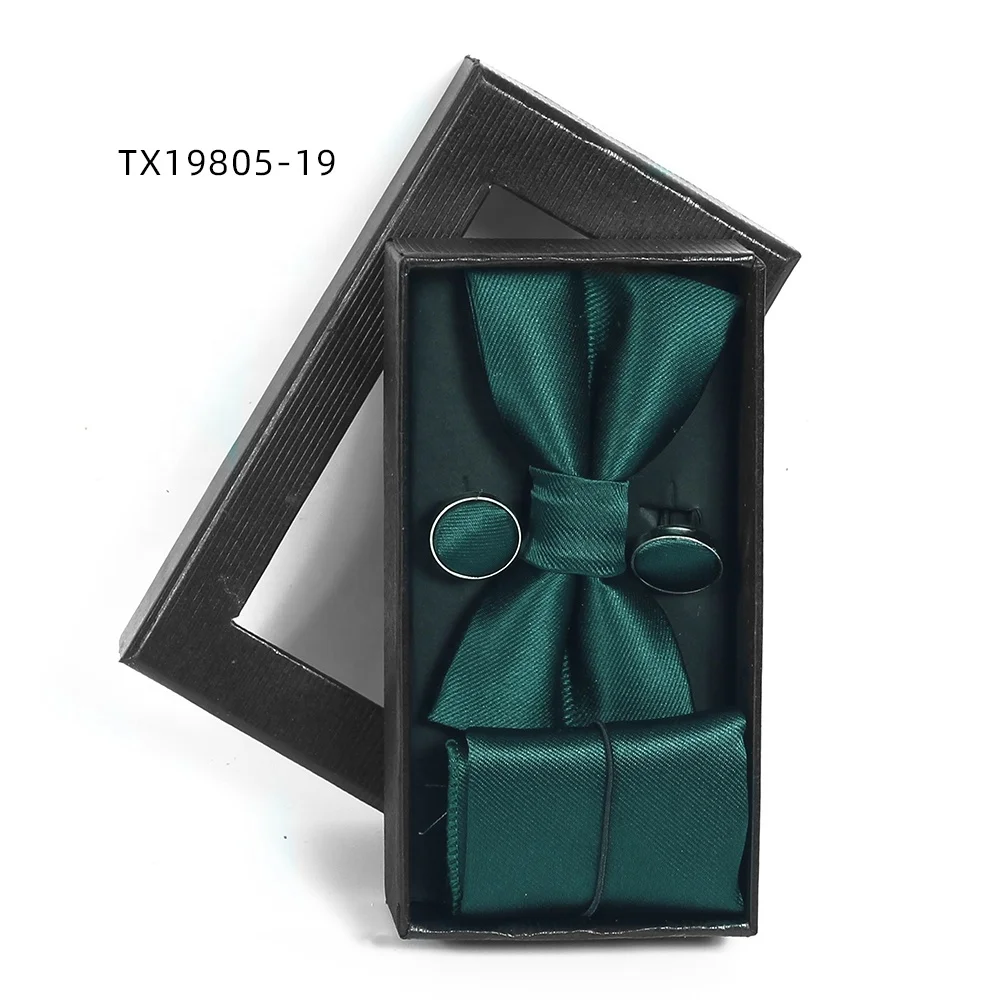 Private label formal tuxedo bow tie elegant pocket square sets for men