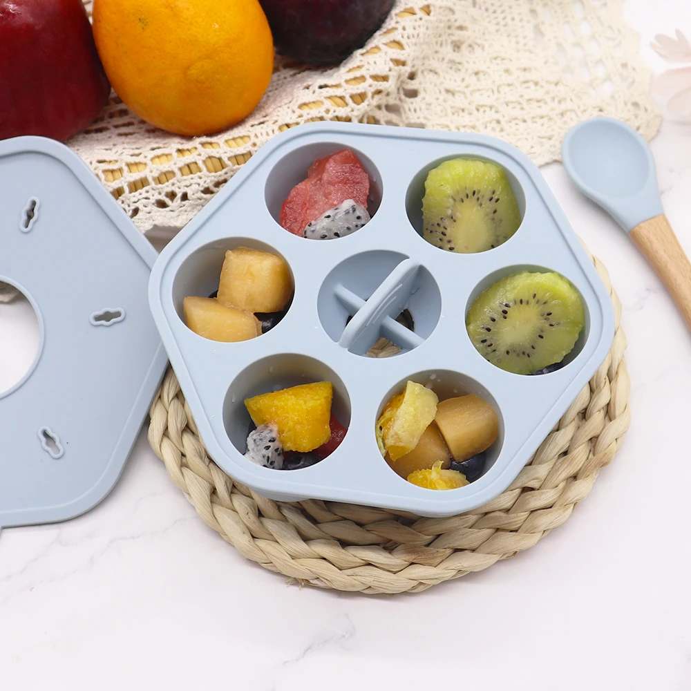 Custom Infant Baby Food Breast Milk Snack Container Silicone Freezer Tray With Lid