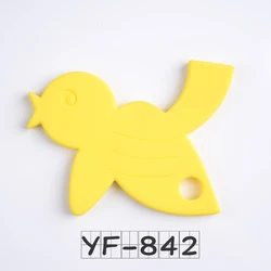 Bird Shape custom Multiple color silicone baby teether toy with Silicone ring