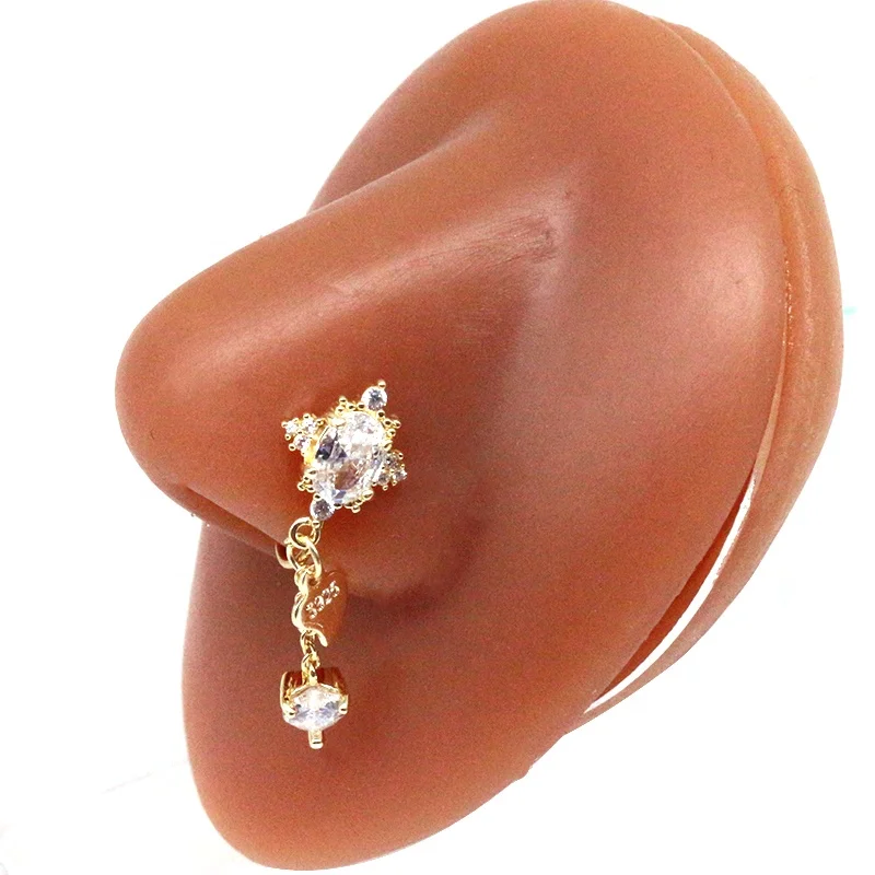 Gaby new arrive butterfly heart design dangle clip on faux nose ring cuff  nose cuffs  nose ring non piercing jewelry