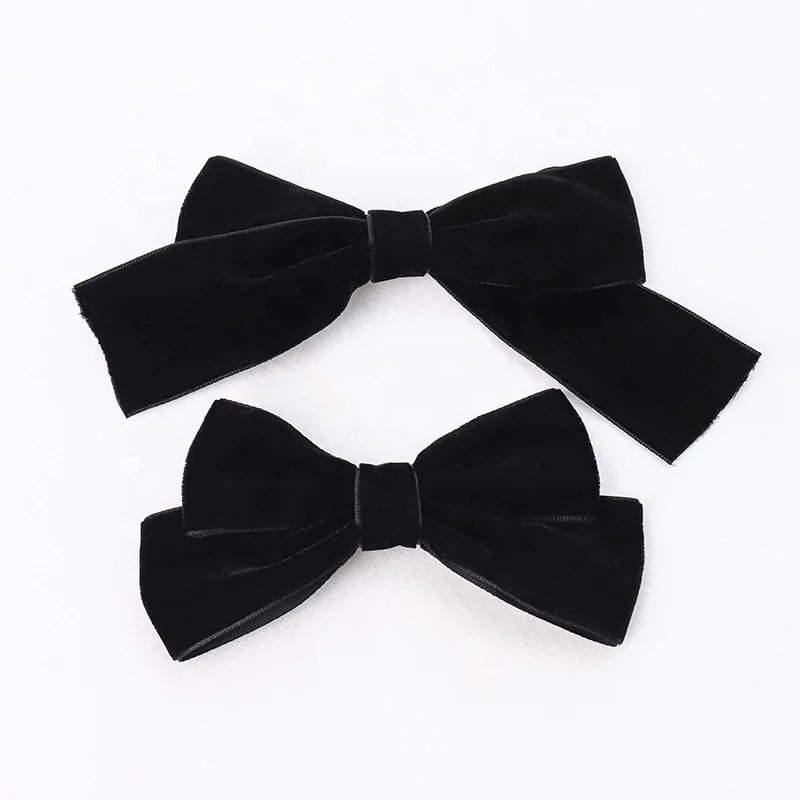 
2020 Fashion Hair Clip Headdress Bow Tie Duckbill Clip Black Velvet Hair Accessories For Girls 