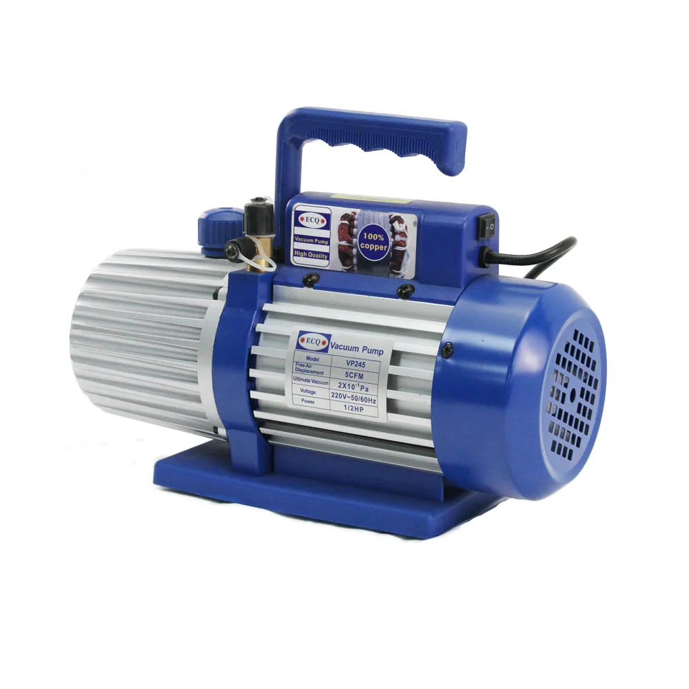 Dual stage Rotary Vane Vacuum Pump 220V AC vacuum pump and gauge set