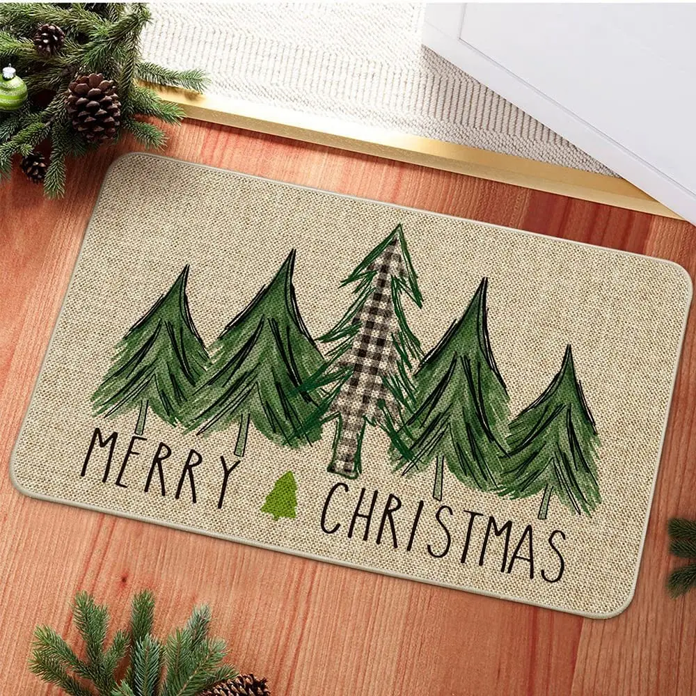 Dongwo 2023 New Design Beige Linen Kitchen Mat for Indoor Outdoor with Foaming Rubber Back Custom Doormat Print