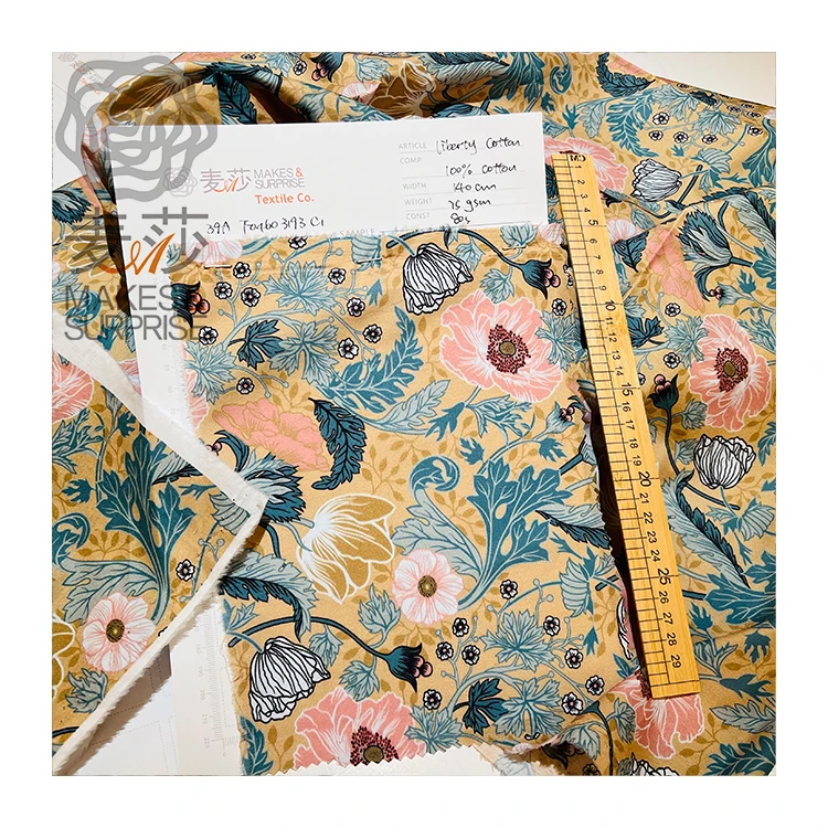 New design Free Design Soft Flower Floral Cotton Fabric Cotton Fabric Liberty Of London Print For Dress Shirt Hat Necktie
