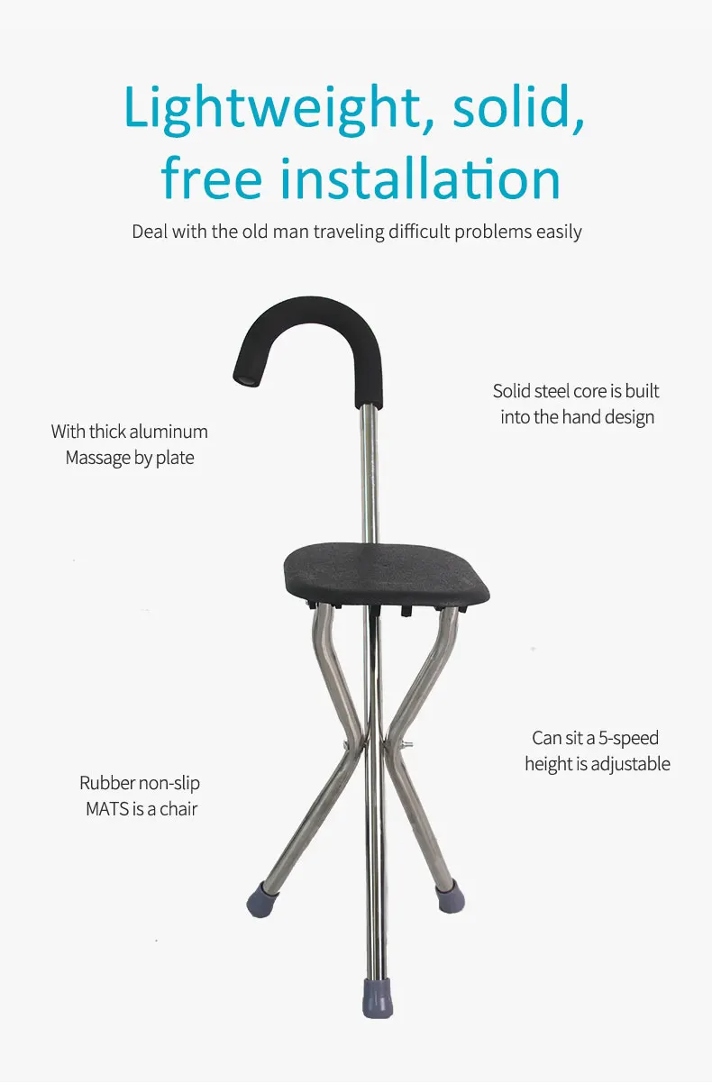 Portable walking cane with seat chair handy stick chairs crutch folding cane for the elderly walking