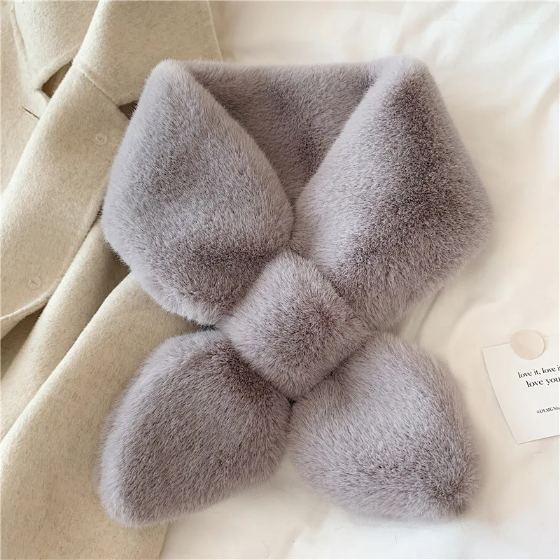 New arrival women faux fur scarves fashion plush scarf hot sale winter scarf for women