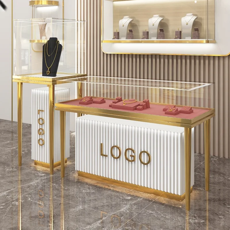 Modern Jewelry Glass Display Showcase Lockable Glass Showcase Display Cabinet