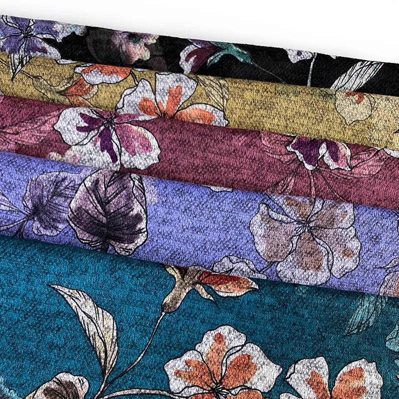 TR ANGORA paper printed fabric brushed MELANGE hacci knitting cheap knit textile for COAT