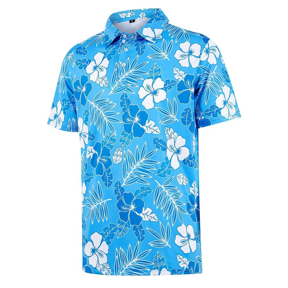 Golf Clothing Custom Pattern Polo T-shirt Polyester Spandex 4 Way Stretch Milk Silk Quick Dry High Quality Mens Golf Polos