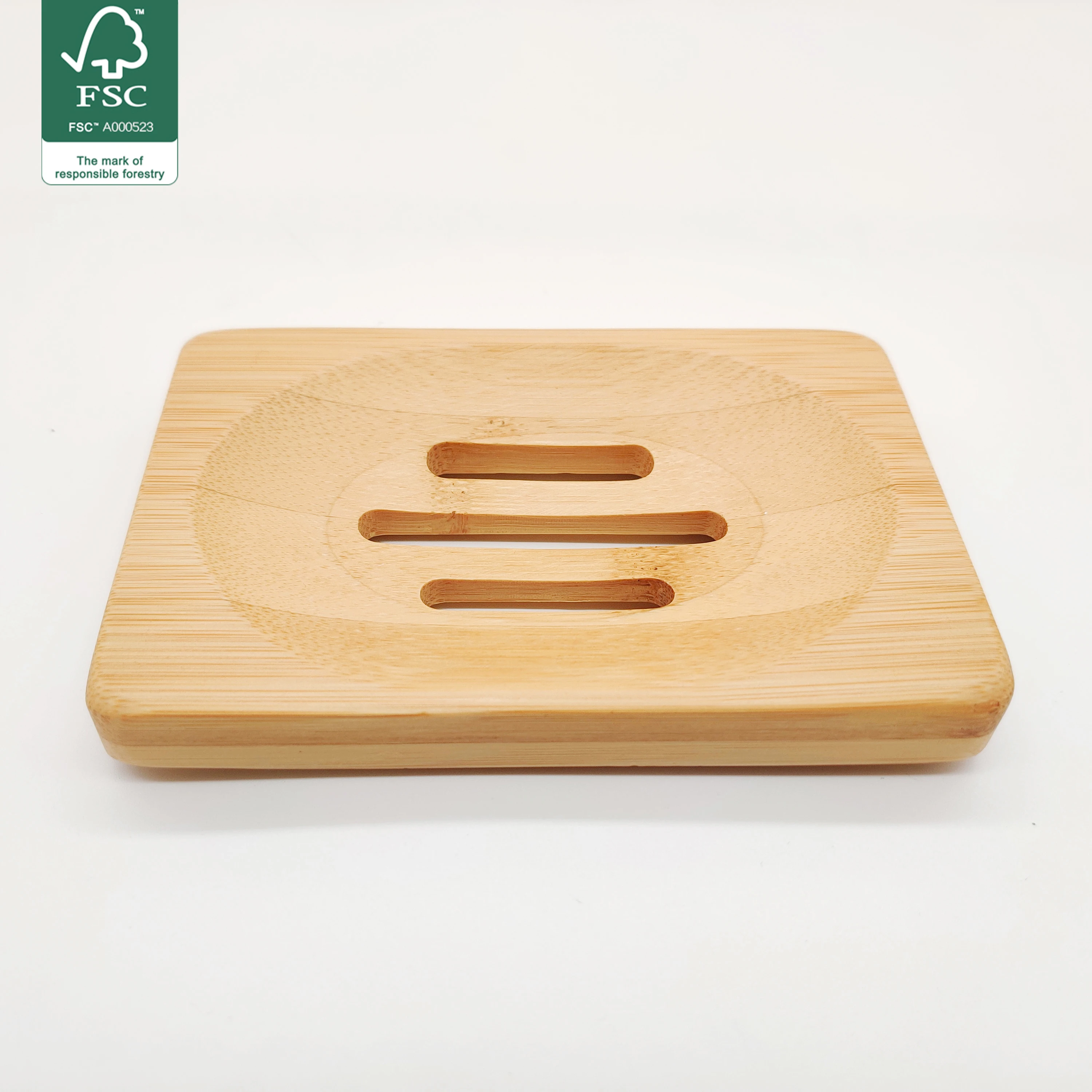 Durable Eco-Friendly Anti-Mildew Draining Sanitary Bamboo Box Custom Shape Soap Dish Wooden Sopa Dish Bamboo