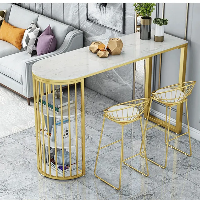 Bar Table Luxury Bar Desk Modern Marble Bar Table And Chair High Feet Long Narrow Desk