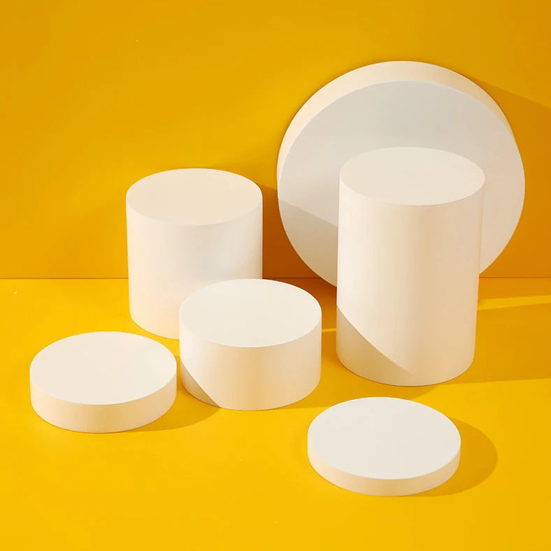 High Quality Low Gloss Smooth Surface White Cylinder Photography Prop Background Art Ornament