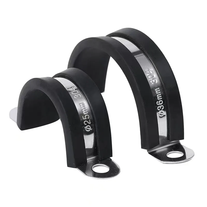 Stainless steel insulated cable clamp Rubber lined U-shaped saddle clamp