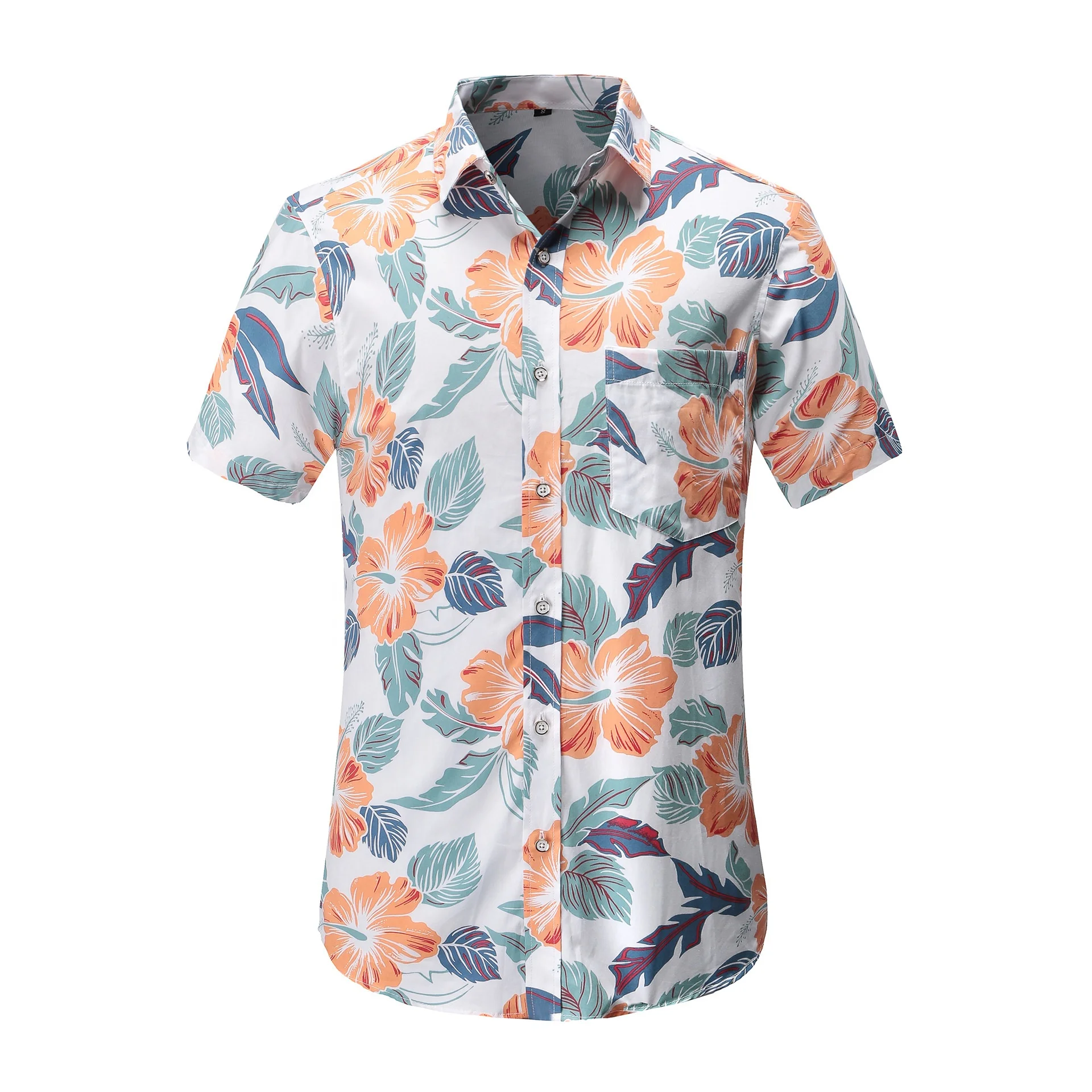 New Arrival Casual Male Floral Print Shirt Men Hawaii Shirts for Beach