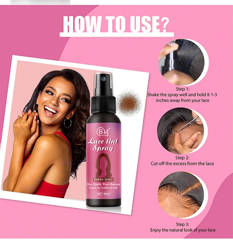 Private label waterproof wig hair lace glue and remover fast dry lace tint spray mousse hair extension tools