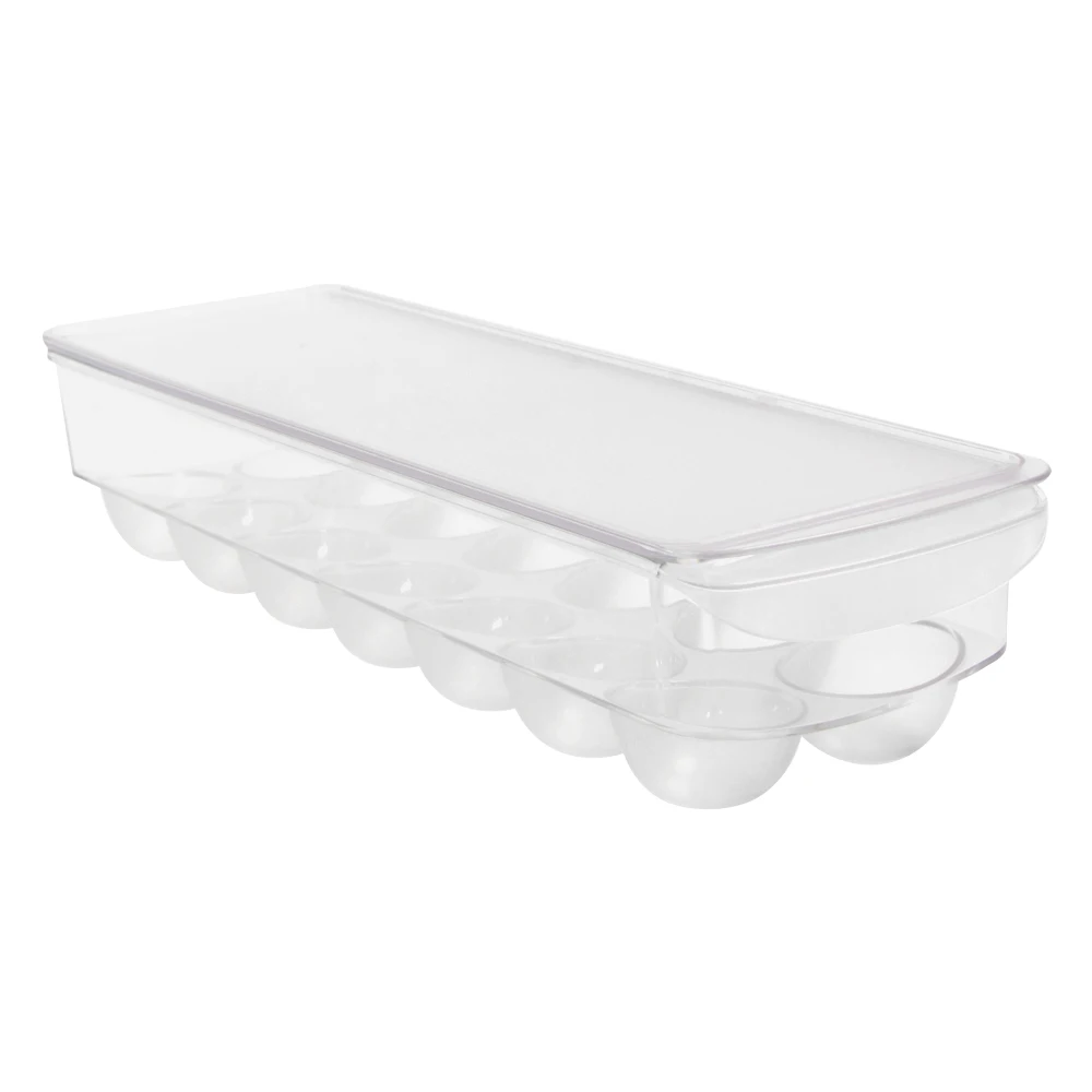 Kitchen 14 Grid Pet Fridge Egg Box Storage Clear Stackable Ref Egg Organizer Tray With Lid