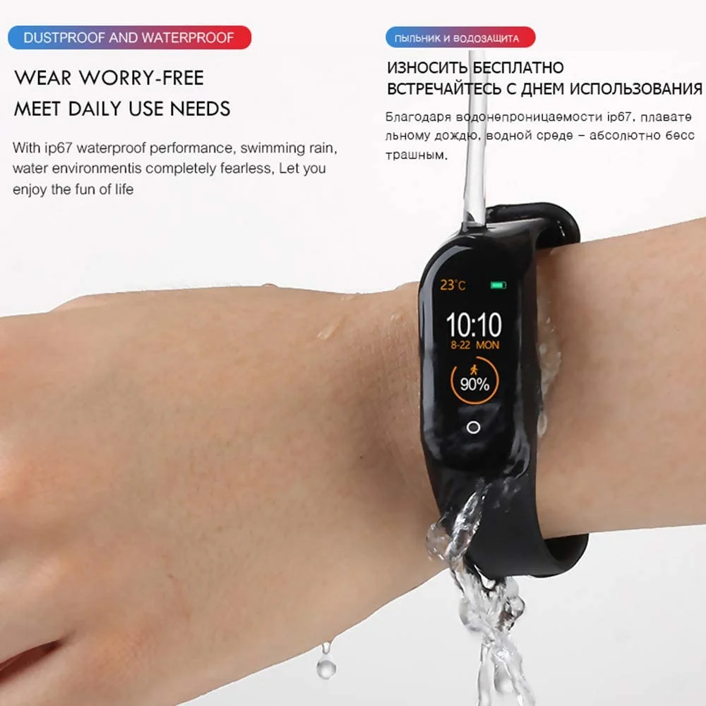 
Pulsera Montre Connecte Inteligente Smart Watch M4 Fitness Watch Tracker Screen Montre Smart Bracelet Heart Rate Monitor 