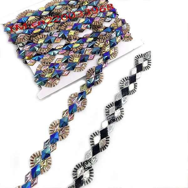 Diamond Mesh Tape Bling Hot fix Straps Trim Roll iron on dance applique trimming For Garment Rhinestone Crafts