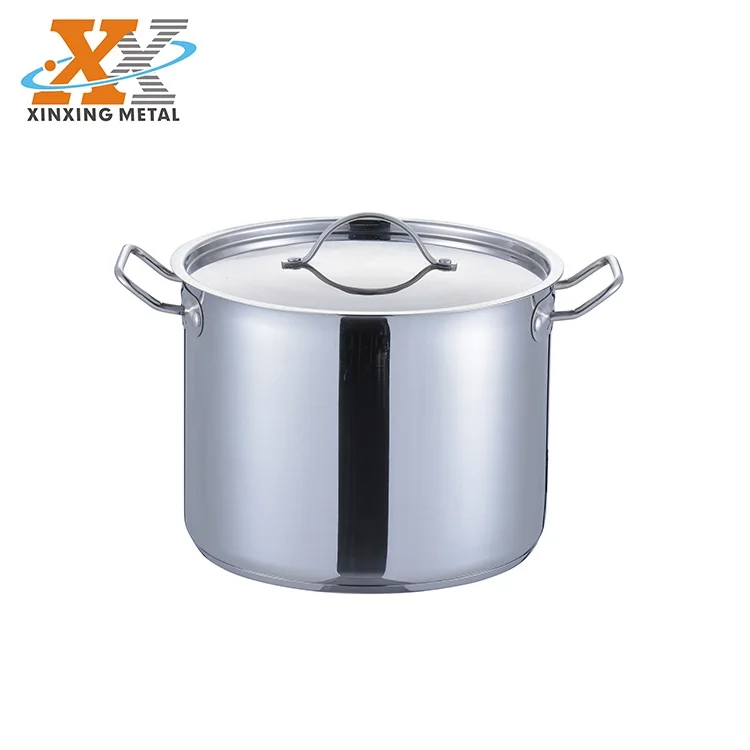 China Wholesale Large Stainless Steel Cooking Pots Mirror Polishing Soup Pot