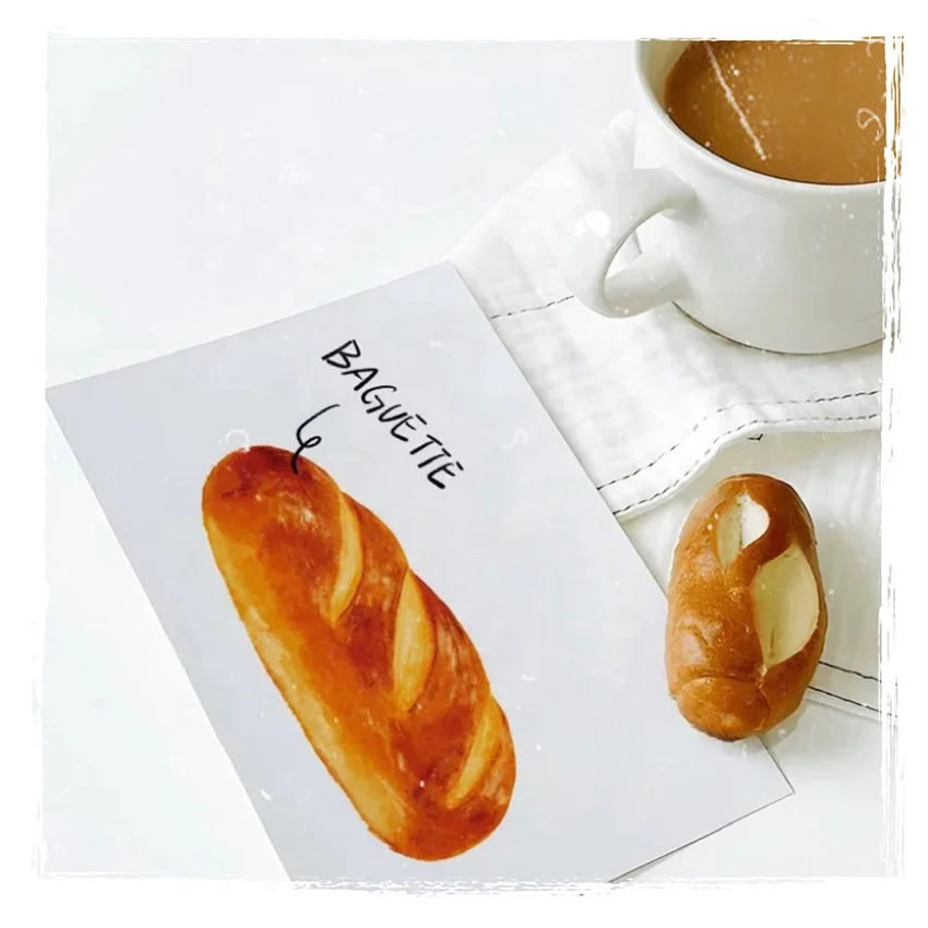 Custom Hand-Painted Baking Card for Cake Shops Art Paper Instructions and After-Sales Tips on Bread Preservation