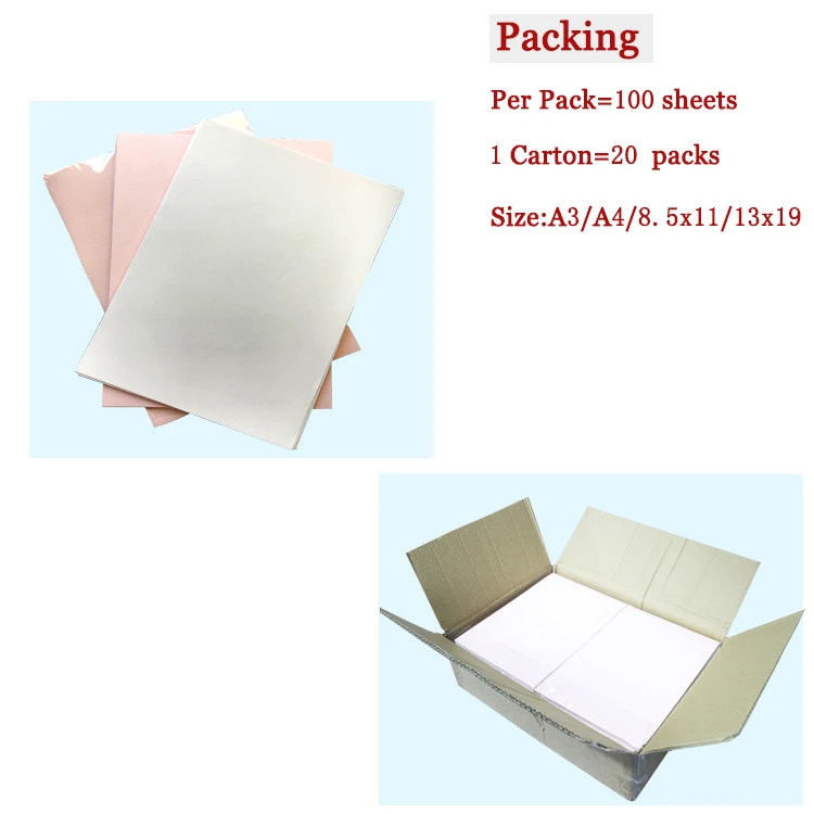 Wholesale No Cut Self Weeding Printing A4 Heat Sublimation Transfer Paper for Garment