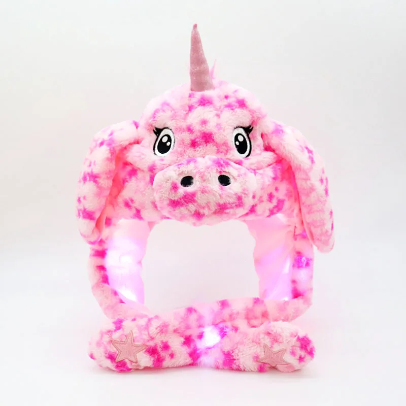 Girls Cute Animal Plush Bunny Hat Children Airbag Moving Ears Up Hats Stuffed Cosplay Party Fancy Cartoon Winter Hats