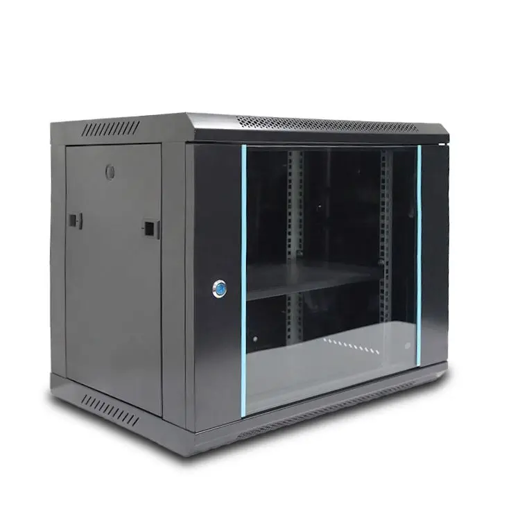 Hot sale New design glass door 19 inch network cabinets 9u wall mount server rack