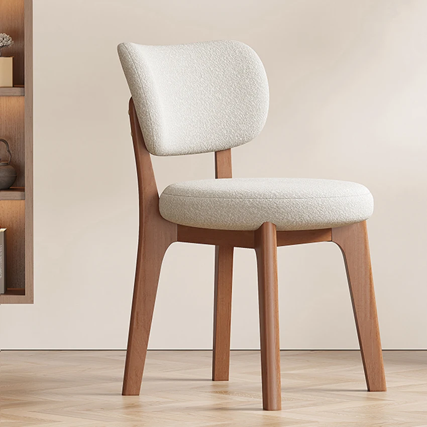 Solid Wood Dining Chair With Soft Bag Back Simple Modern Design Comfortable Home Room Light Luxury