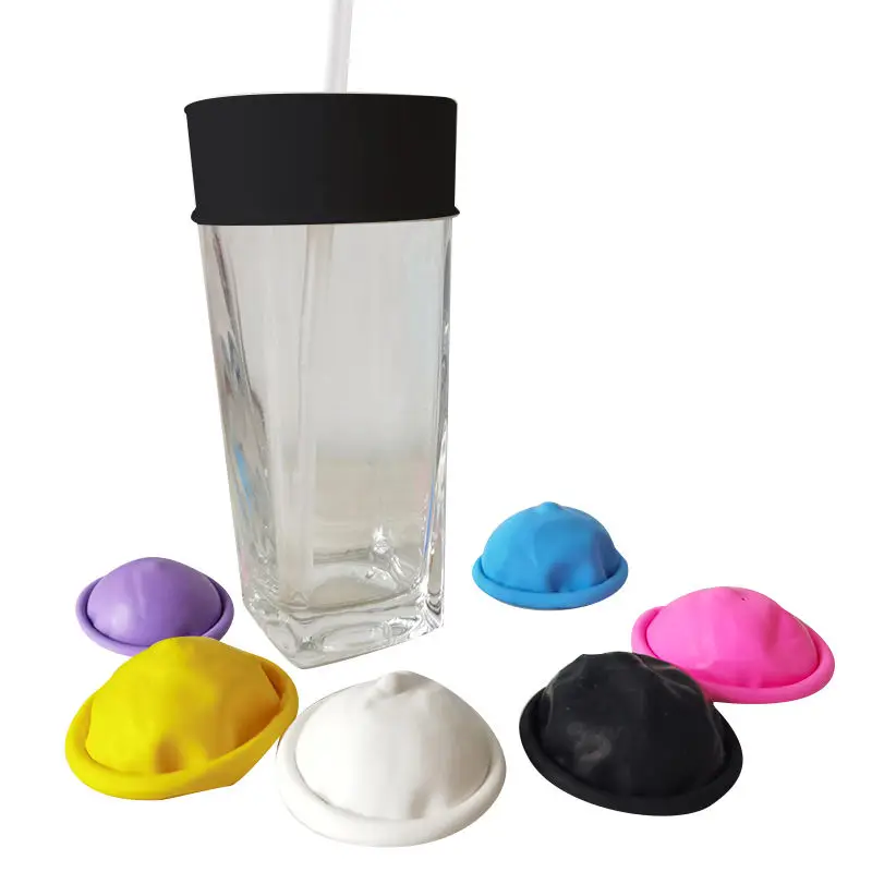 Multicolor Custom Logo Drink Cover Disposable Cup With Lid Cover Glass Silicone Cup Condom Drinks Latex Cup With Lids And Straws