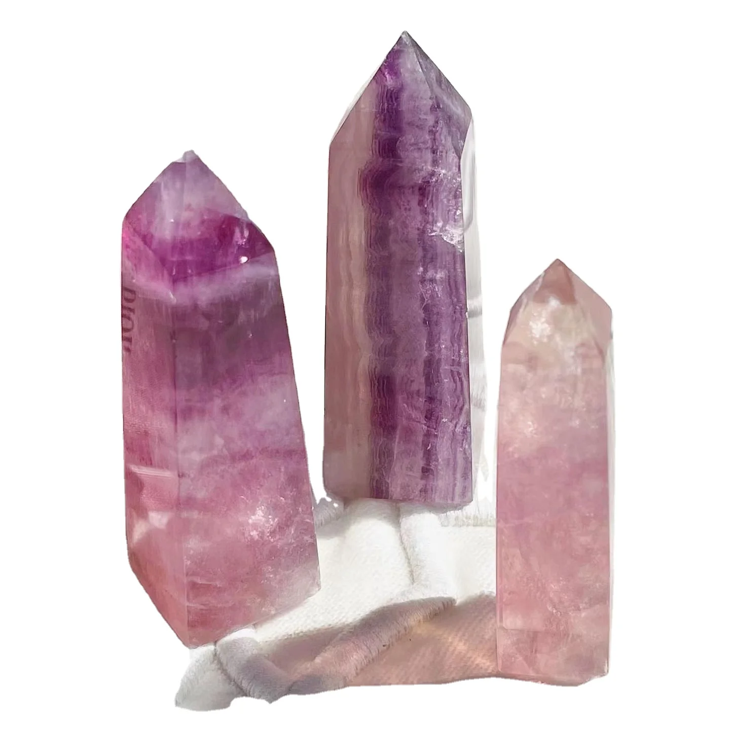 Natural crystal fluorite single point six prism seven color fluorite wand home decor items can be customized size