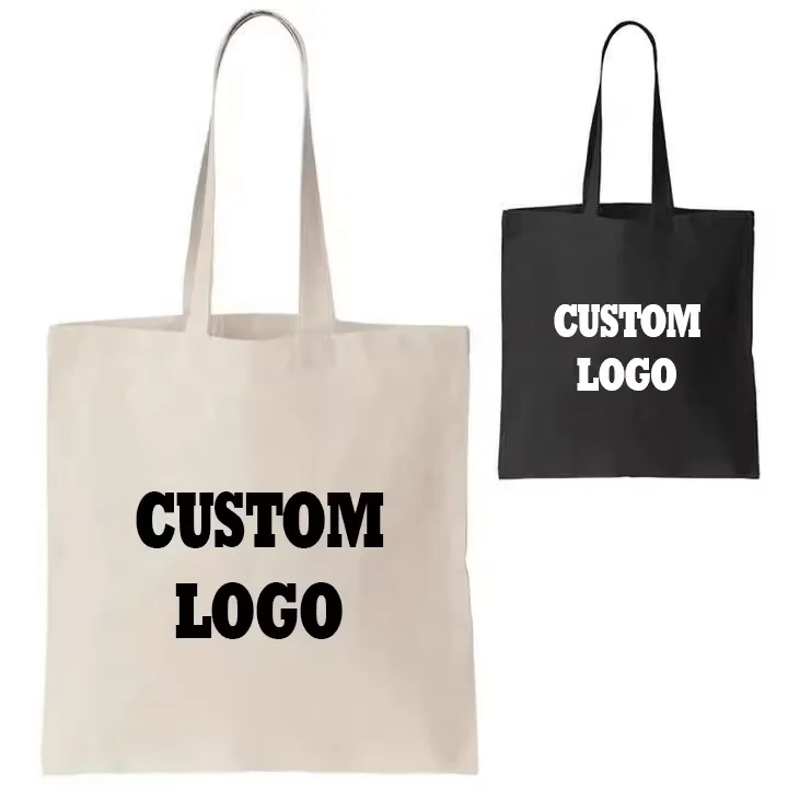 Custom Logo Size Printed Eco Friendly Recycled Reusable Plain Blank  Double Shoulder Cotton Canvas  Shopping Tote Bag