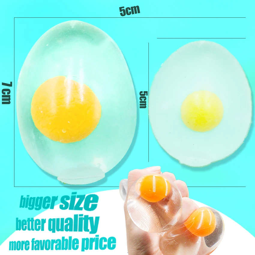 Huayi Amazon Hot Sell Egg Splat Ball Squishy Toys Squeeze Stress Relief Eggs Yolk Balls Toys