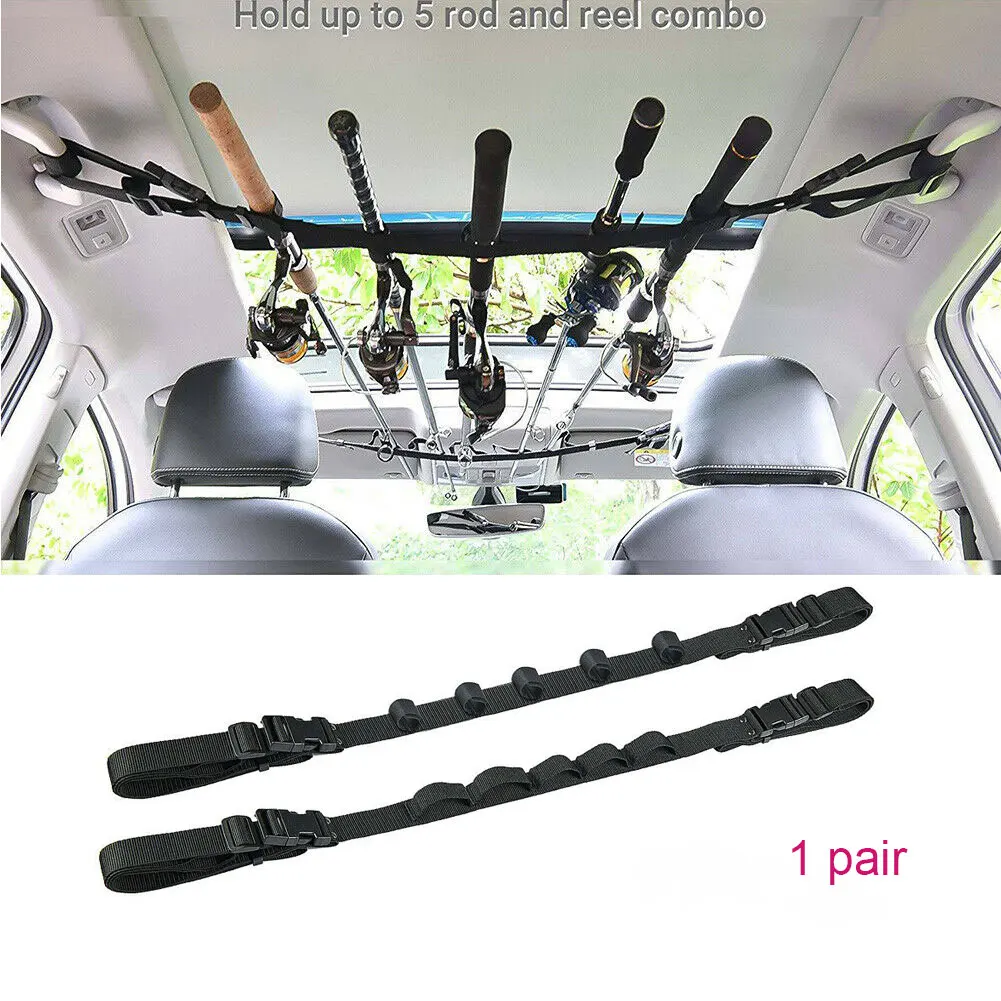Portable Fishing Rod Holders Multifunction Fabric Belt Adjustable Magic Tape Strap Hold Up To 5 Rod And Reel Fishing Rod Carrier