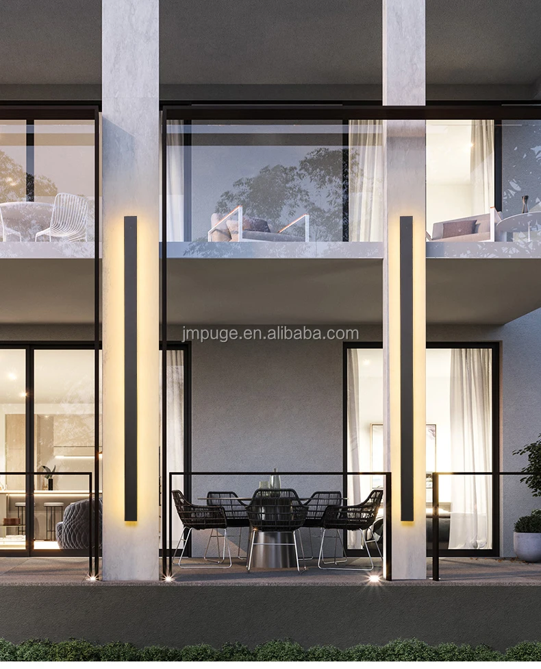 Wholesale Contemporary Matte Black Finishing Aluminum Sconce Led Long Rectangle Wall Lamp Lighting Fixture