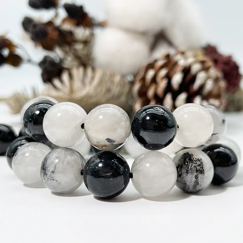 Wholesale Natural Smooth Black Rutilated Quartz Gemstone Loose Beads For Jewelry Making Bracelet Necklace
