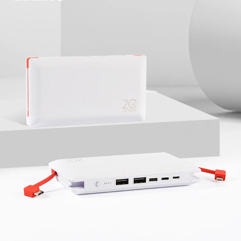  Высококачественная обновленная модель 10000 мАч Type-c Micro вход двойные встроенные кабели PSE Powerbank