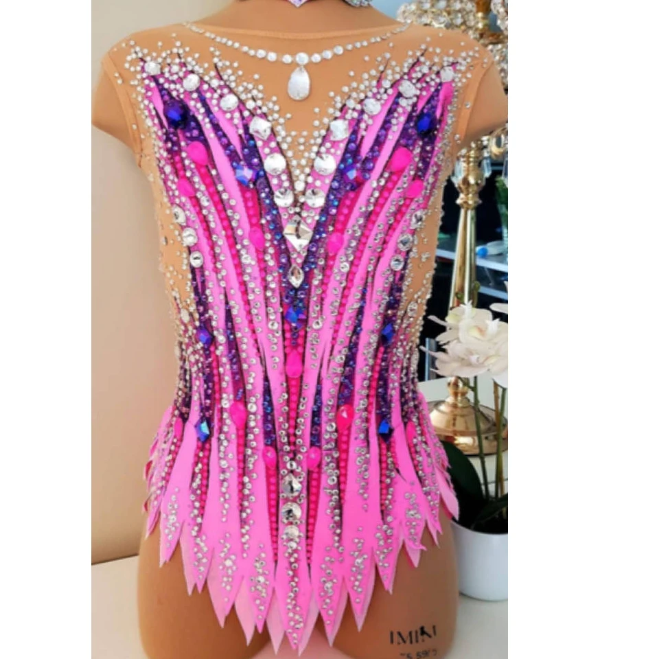 Purple Rhythmic Gymnastics Leotards Girls Women Purple Spandex Dancewear Competition Unitards