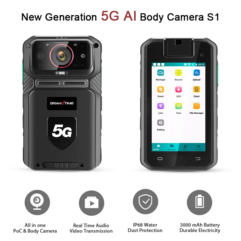 Newest 5G Smart Phone Body Worn Camera Audio Video Intercom HD Mini Security 400 Long Hours Body Camera with Touch Screen