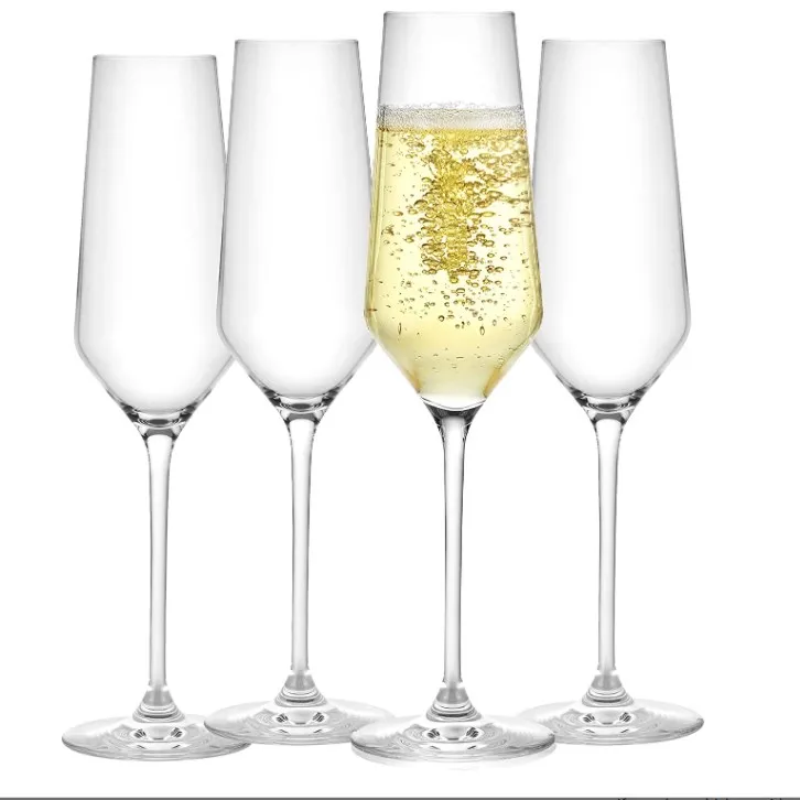 . Hot Sale Disposable  Ideal Exquisite Craftmanship Crystal Champagne Flutes  Glasses set for Home Bar,Special Occasions