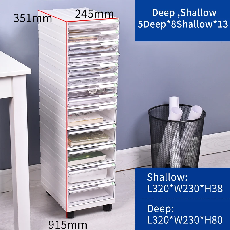 White Office Drawer Box File A4 Size Tabletop Desk Organizer Multi Layer Storage