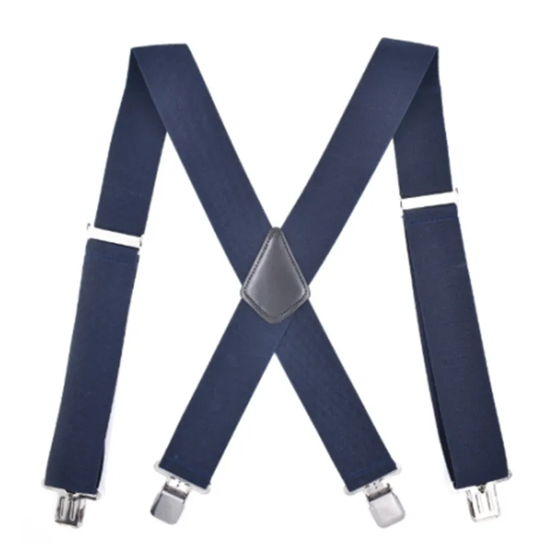 Cheap Widen 5cm Men Clip-On PU Leather Braces Suspenders 4 Clips